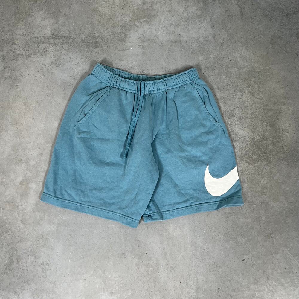 Nike Club Fleece Swoosh Graphic Shorts Men's Large Turquoise White